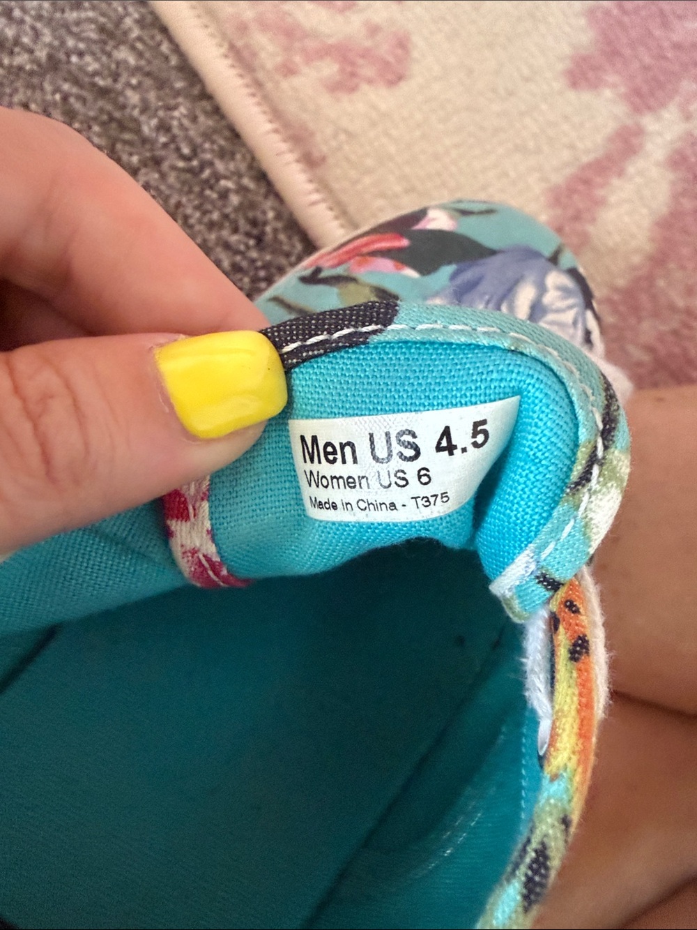 Vans Teal Floral Canvas Lace-Up Sneakers with Multicolor Print - Picture 2 of 4